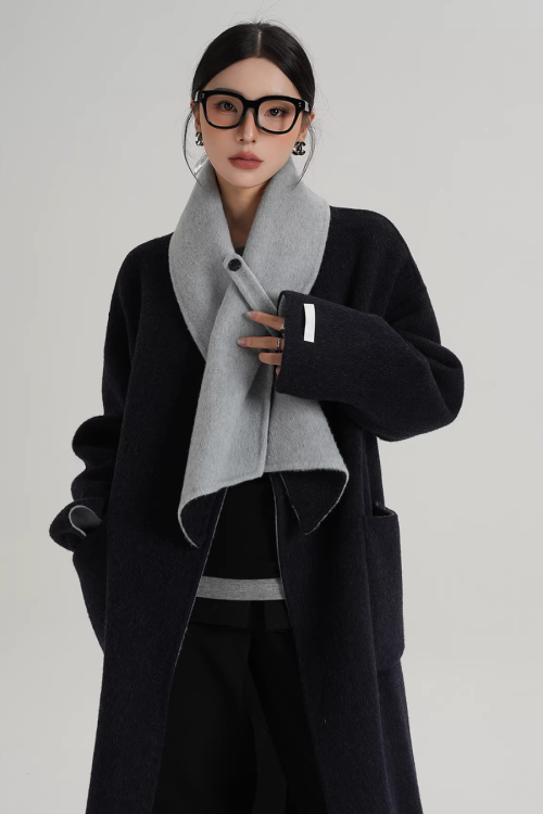 Scarf Collarless Coat