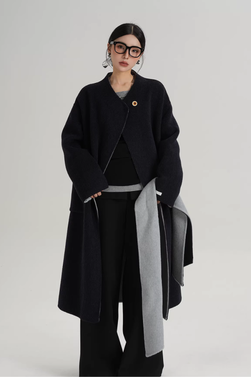 Scarf Collarless Coat