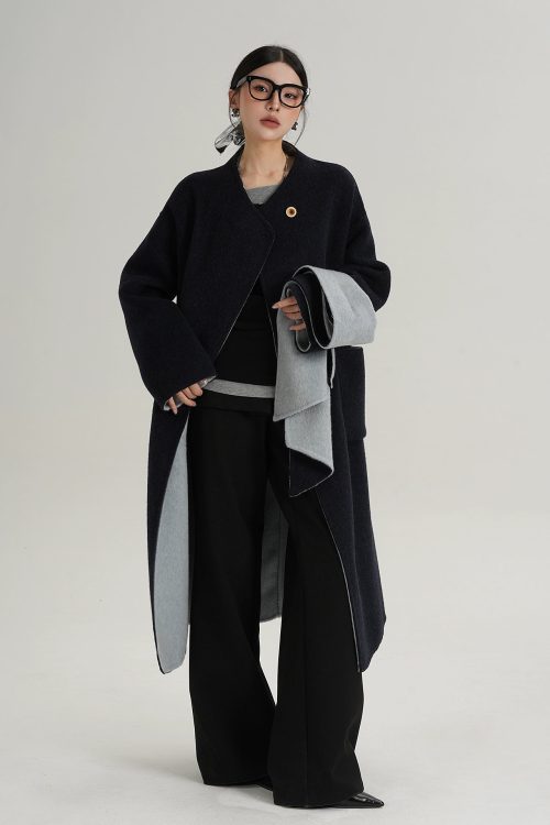 Scarf Collarless Coat