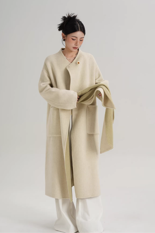 Scarf Collarless Coat