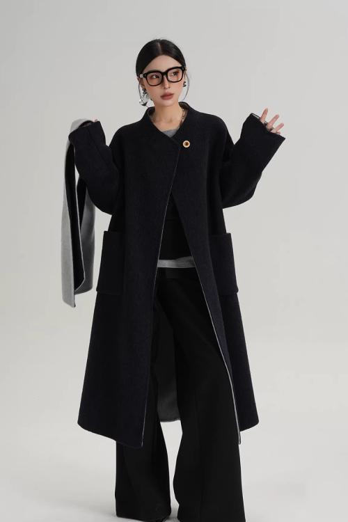 Scarf Collarless Coat