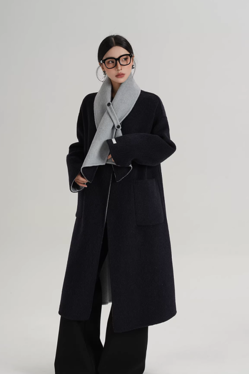 Scarf Collarless Coat