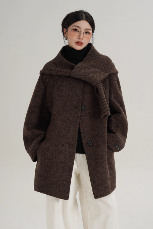 Scarf Design Wool Coat