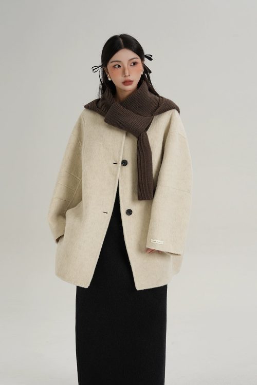 Scarf Design Wool Coat