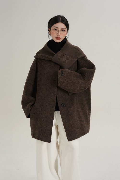 Scarf Design Wool Coat