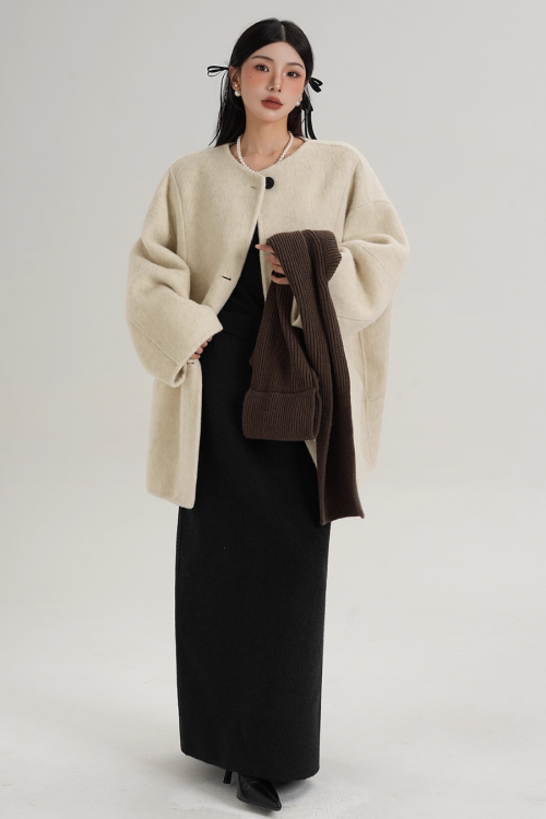 Scarf Design Wool Coat