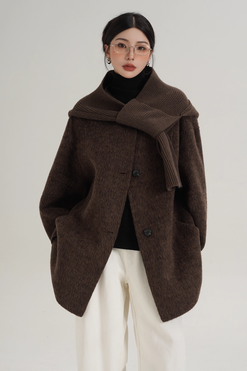 Scarf Design Wool Coat