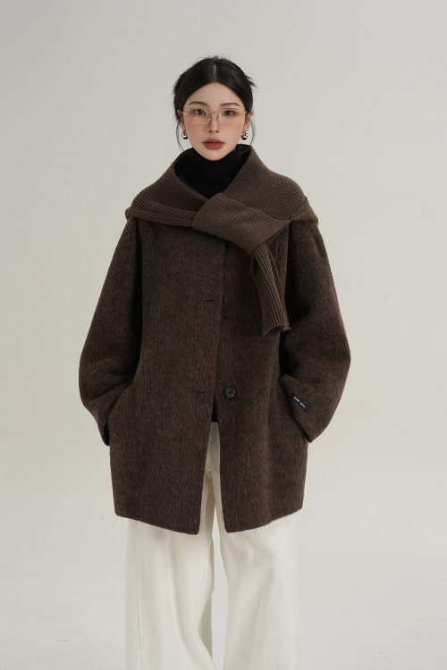 Scarf Design Wool Coat