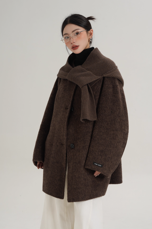 Scarf Design Wool Coat