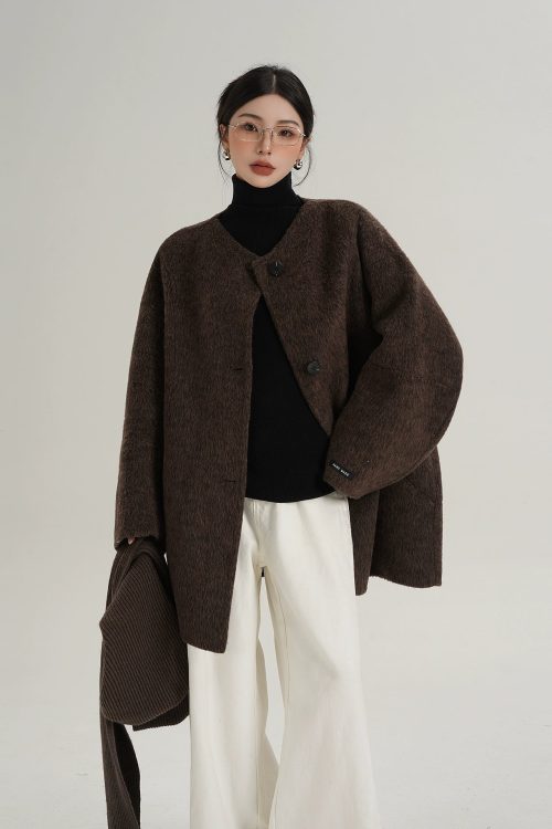 Scarf Design Wool Coat