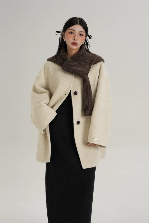 Scarf Design Wool Coat