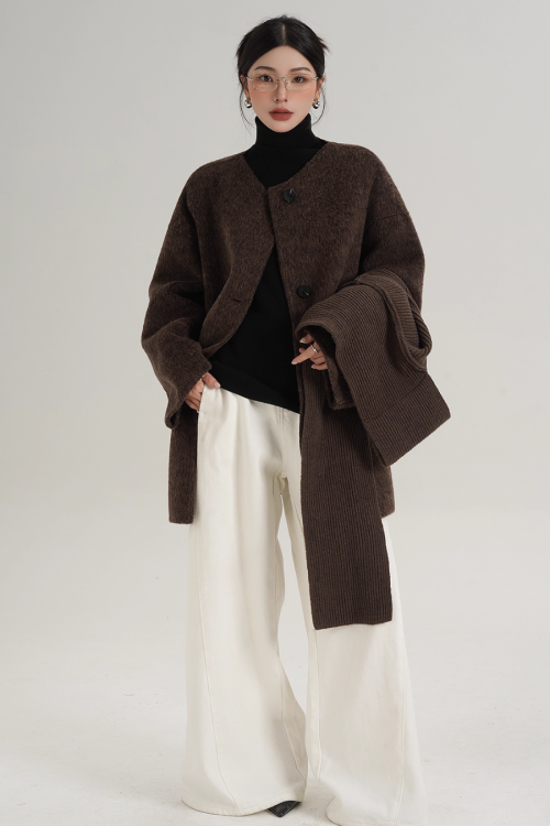 Scarf Design Wool Coat