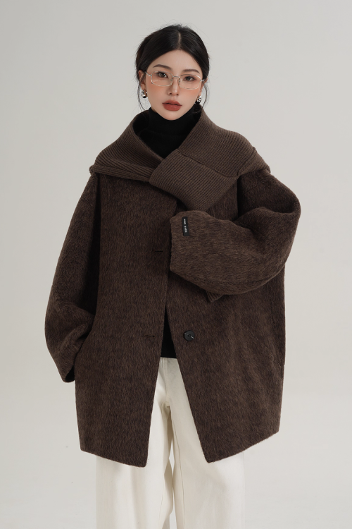 Scarf Design Wool Coat