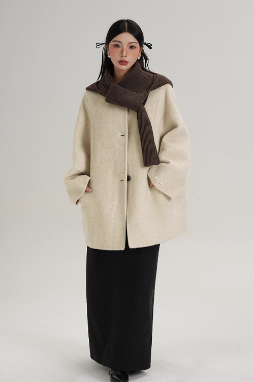 Scarf Design Wool Coat