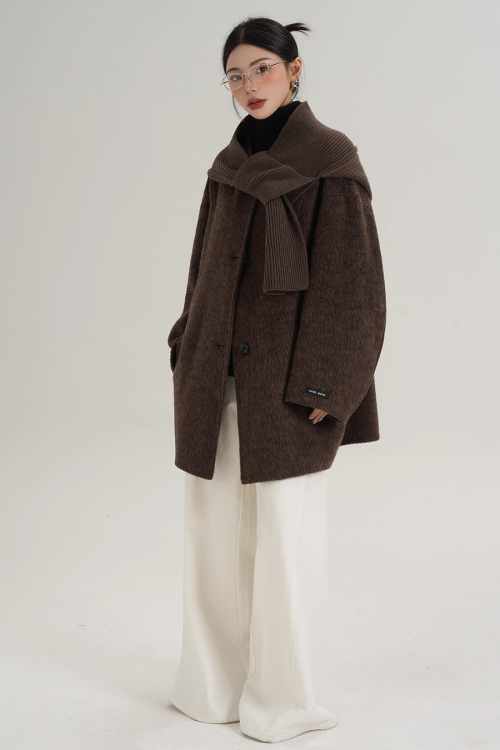 Scarf Design Wool Coat