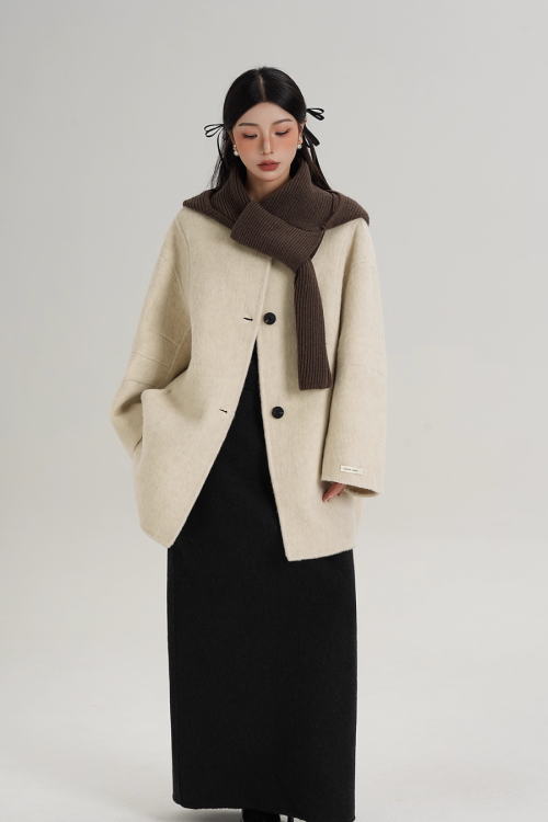 Scarf Design Wool Coat