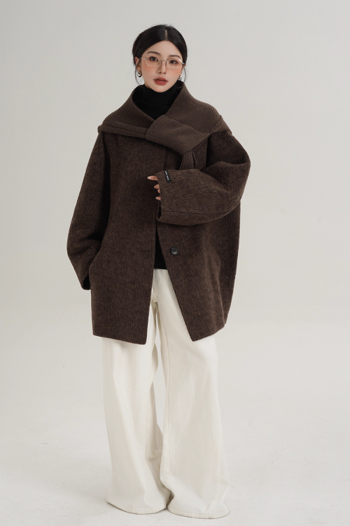 Scarf Design Wool Coat