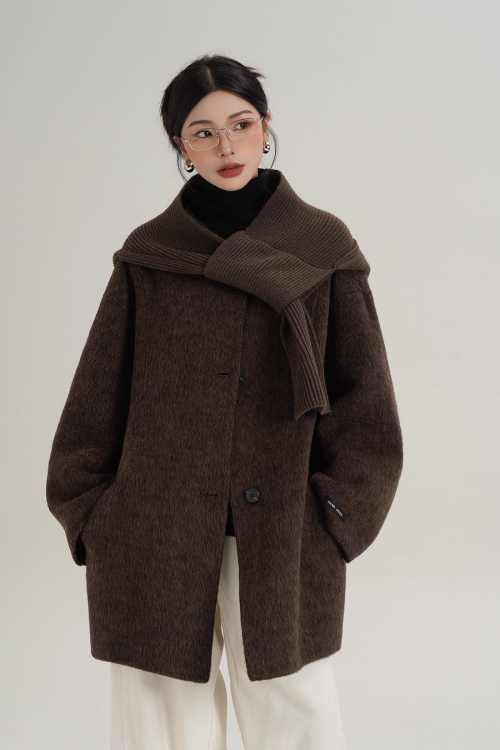Scarf Design Wool Coat