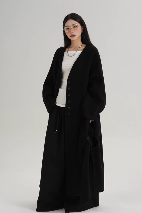 Scarf Long Wool Coat
