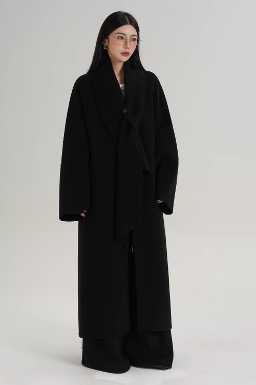 Scarf Long Wool Coat