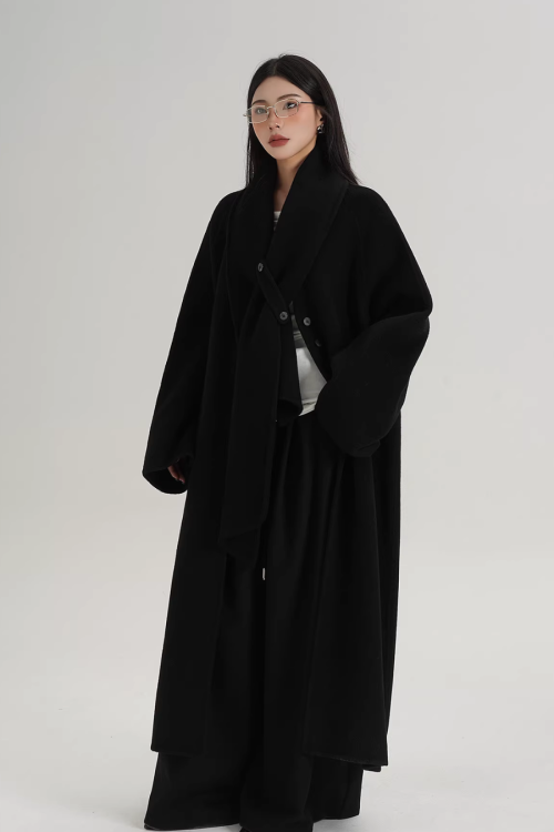 Scarf Long Wool Coat