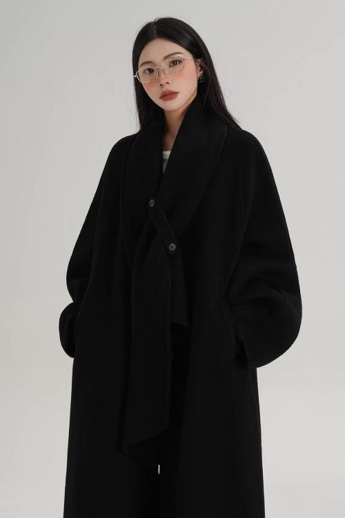 Scarf Long Wool Coat