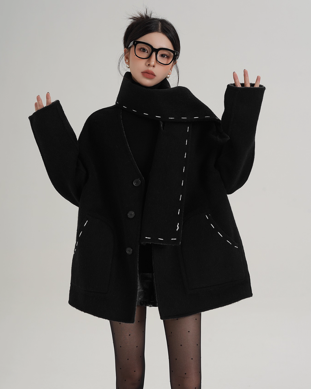 Scarf Mid-Length Wool Coat Scarf Mid-Length Wool Coat