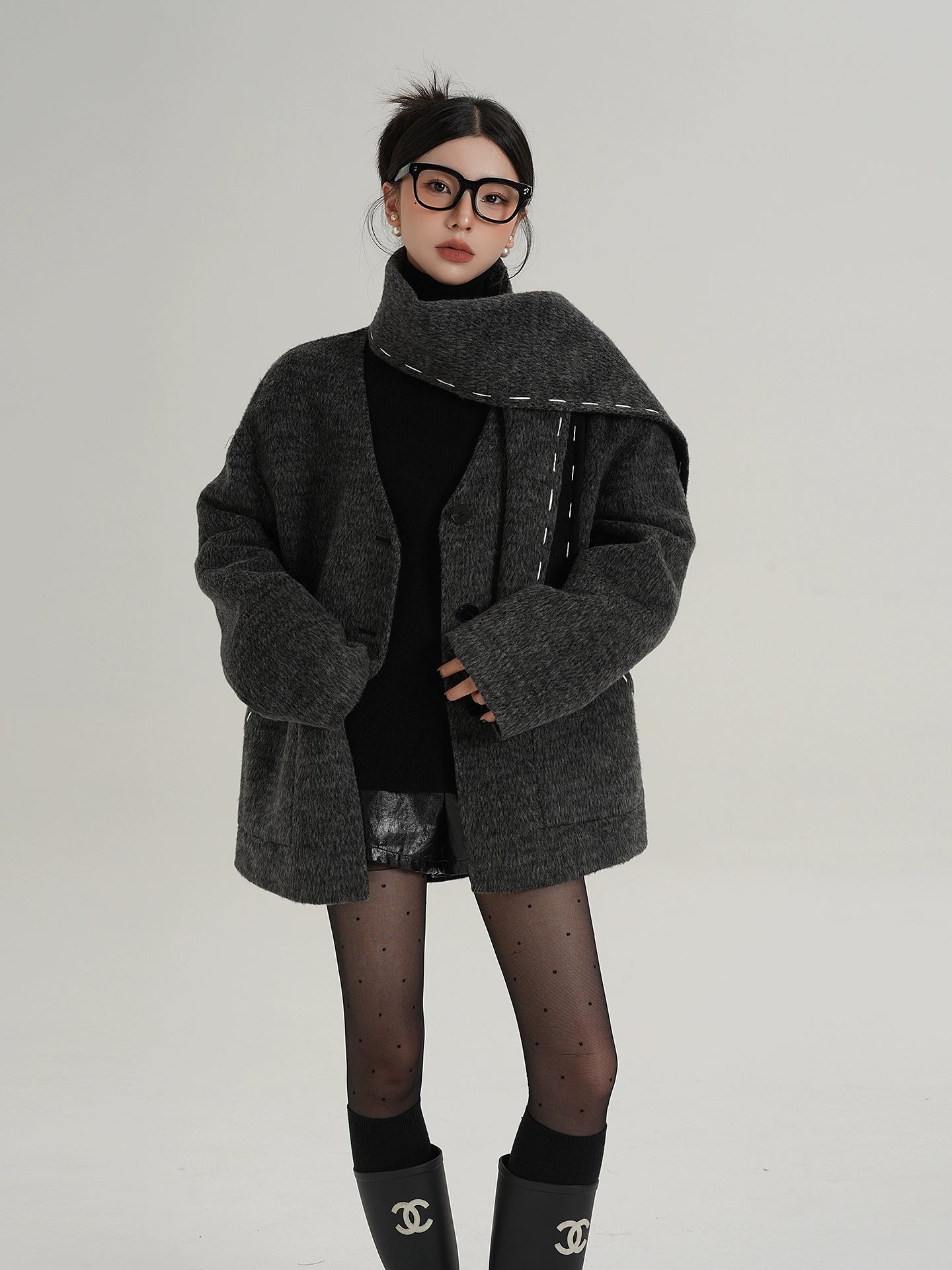 Scarf Mid-Length Wool Coat Scarf Mid-Length Wool Coat