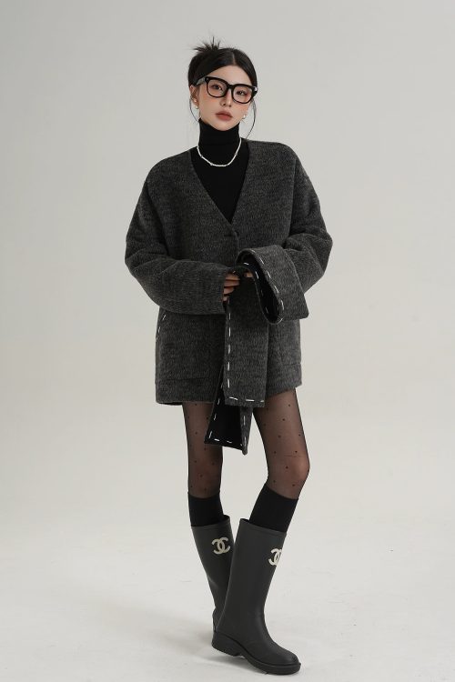 Scarf Mid-Length Wool Coat