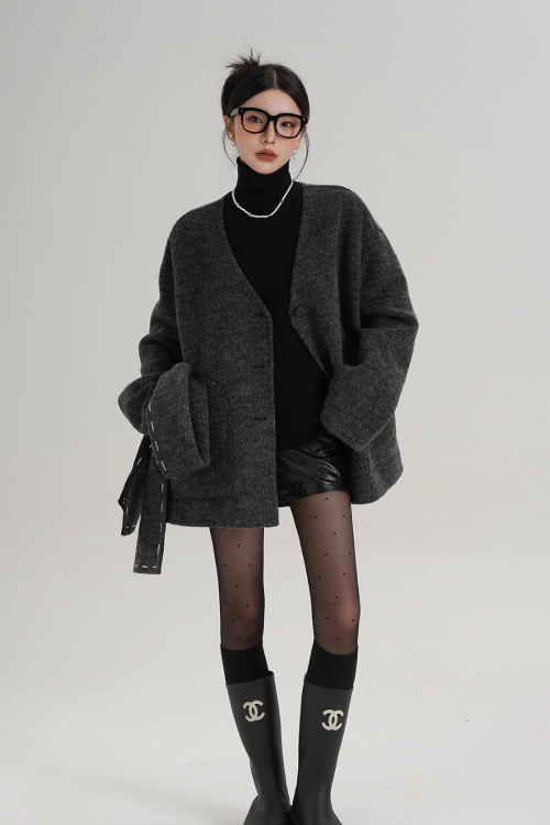 Scarf Mid-Length Wool Coat