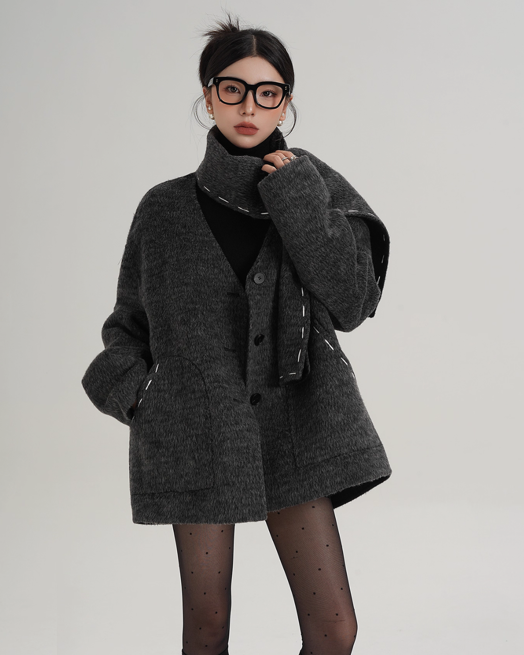 Scarf Mid-Length Wool Coat Scarf Mid-Length Wool Coat