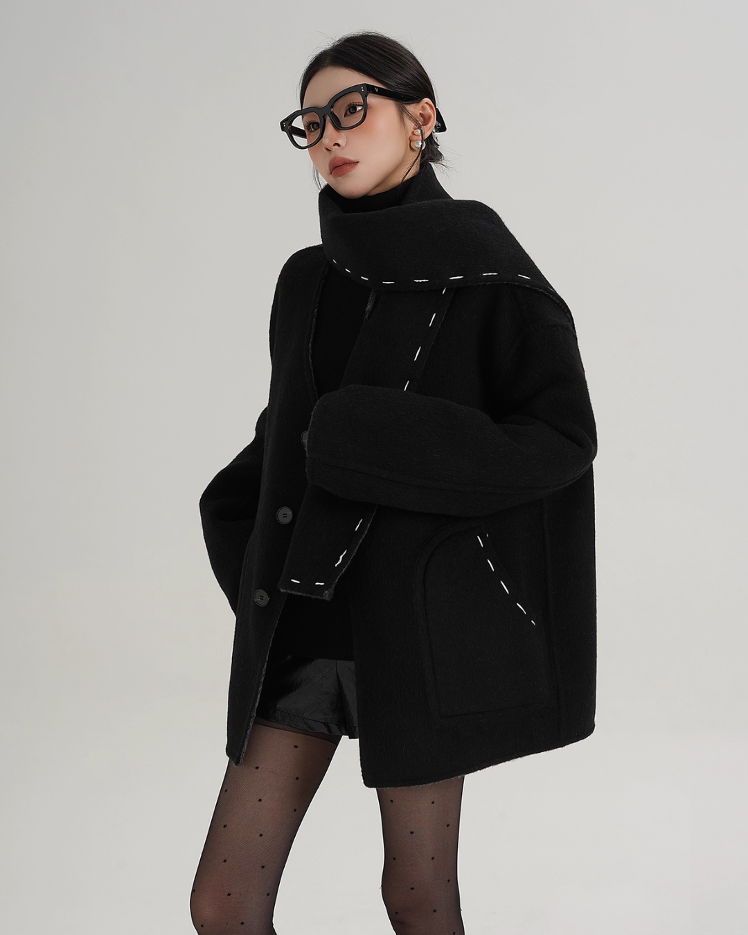 Scarf Mid-Length Wool Coat Scarf Mid-Length Wool Coat