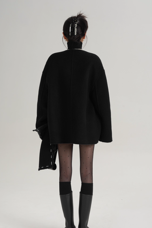 Scarf Mid-Length Wool Coat