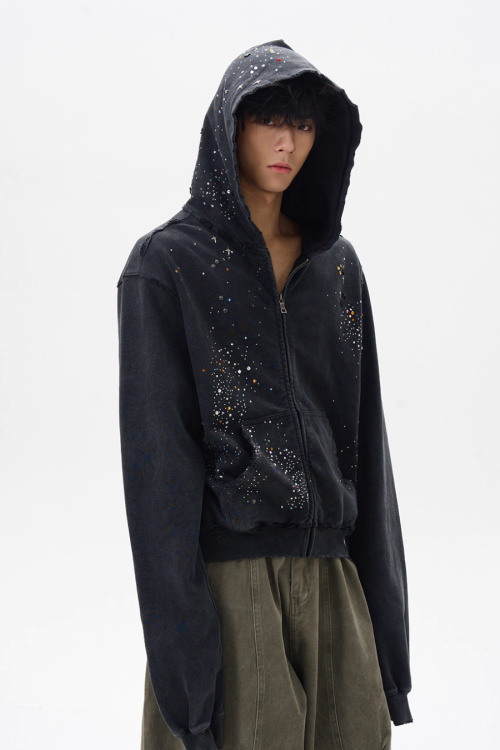 Sequin Compact Zip Hoodie