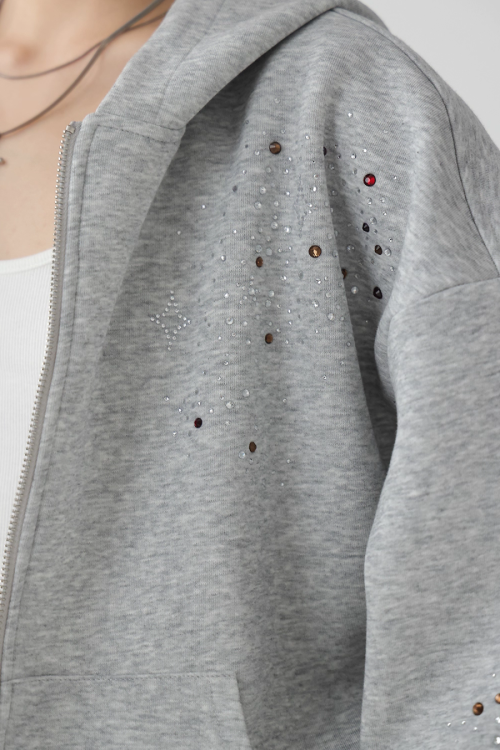 Sequin Embroidered Zip Hoodie