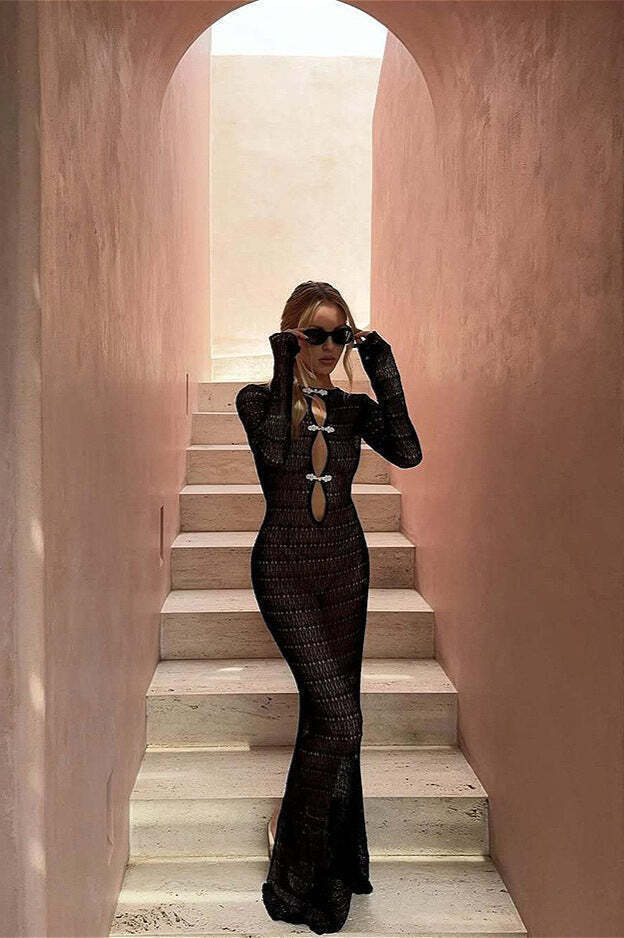 Sexy Backless Bohemian Knit Maxi Dress Sexy Backless Bohemian Knit Maxi Dress