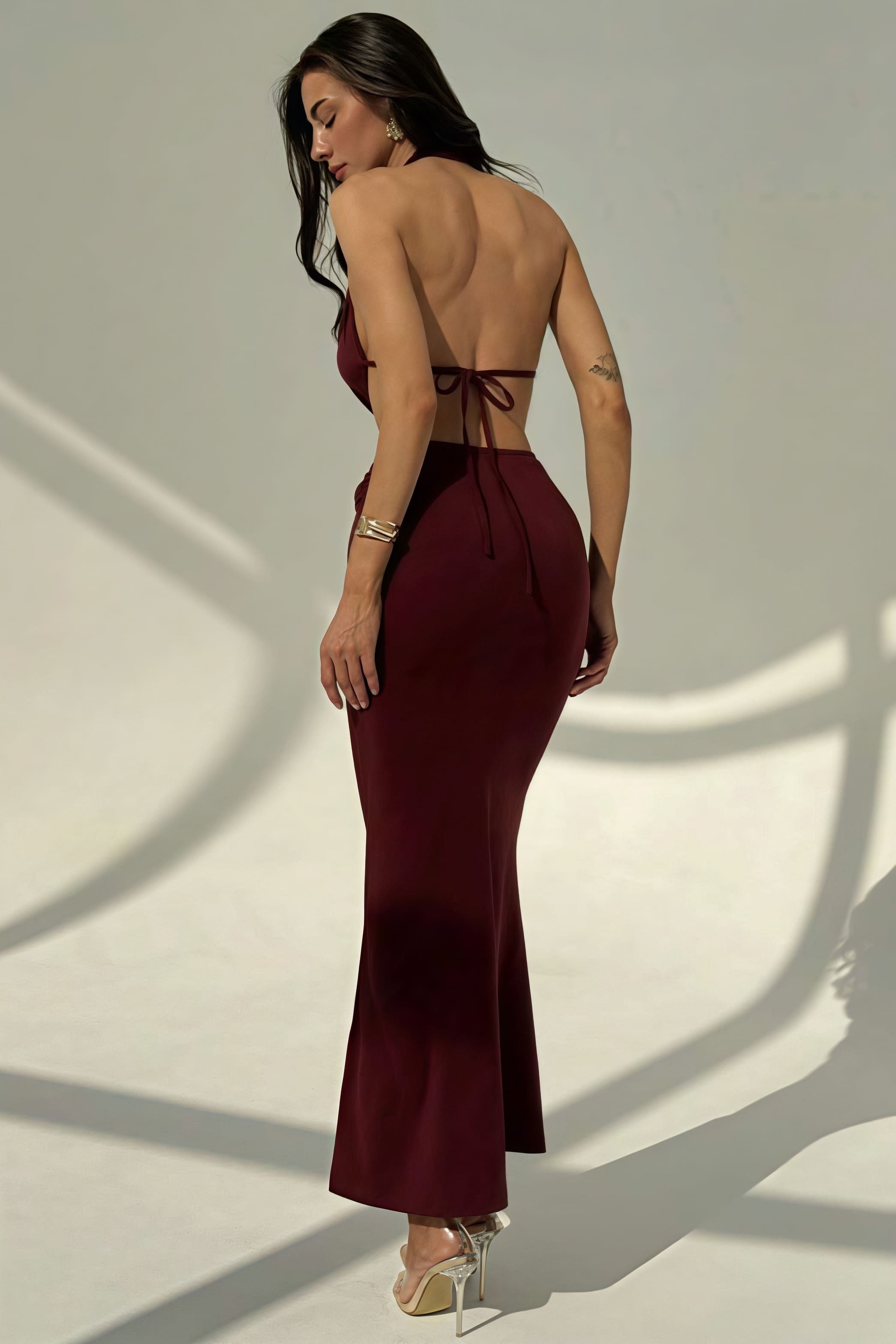 Sexy Halter Deep V Neck Backless Metal Maxi Dress Sexy Halter Deep V Neck Backless Metal Maxi Dress