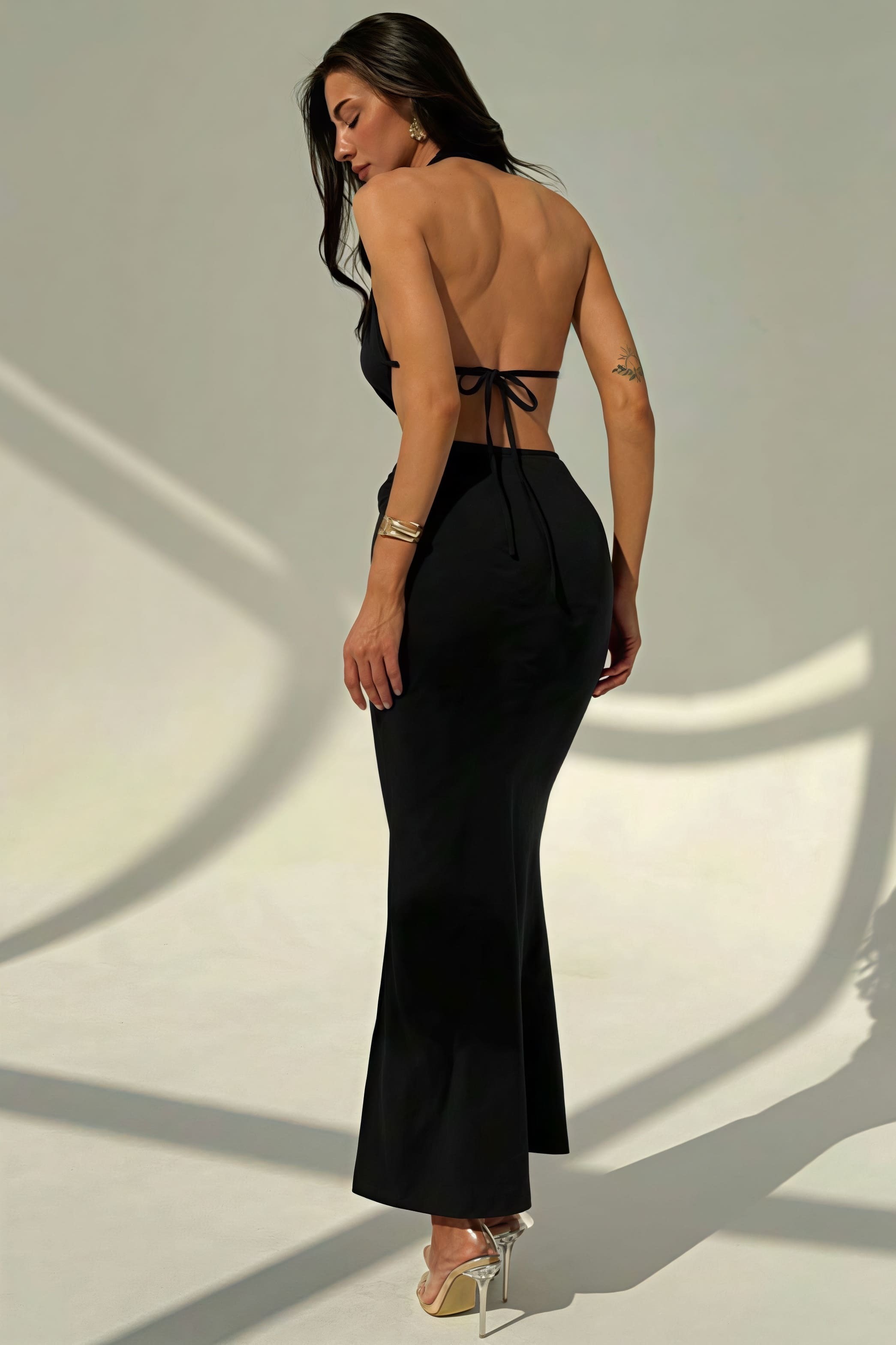 Sexy Halter Deep V Neck Backless Metal Maxi Dress Sexy Halter Deep V Neck Backless Metal Maxi Dress