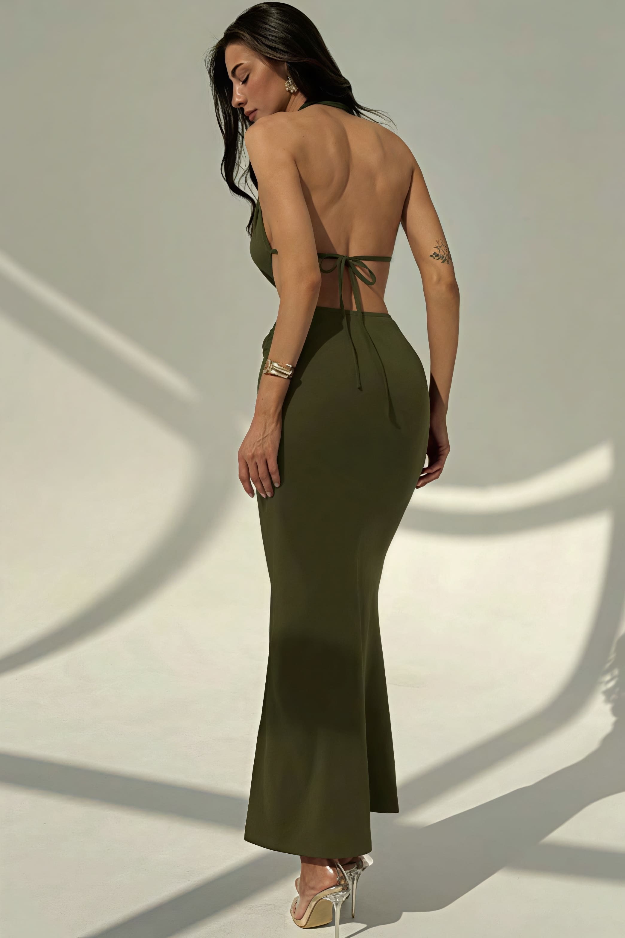 Sexy Halter Deep V Neck Backless Metal Maxi Dress Sexy Halter Deep V Neck Backless Metal Maxi Dress