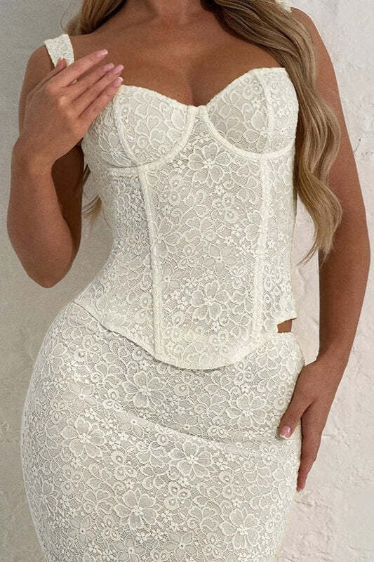 Sexy Lace Boned Corset Tank Top