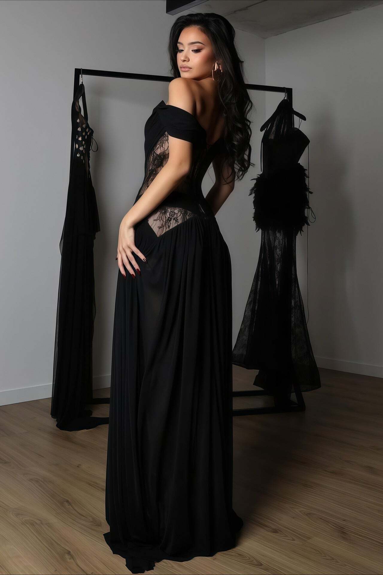 Sexy Lace Patchwork Cutout Sheer Slit Maxi Dress Sexy Lace Patchwork Cutout Sheer Slit Maxi Dress