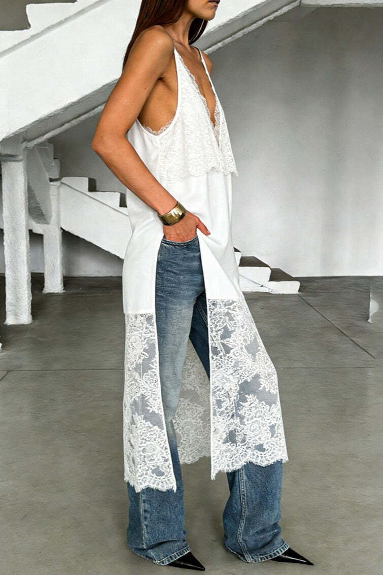 Sexy Lace V Neck Elegant Midi Blouse Sexy Lace V Neck Elegant Midi Blouse