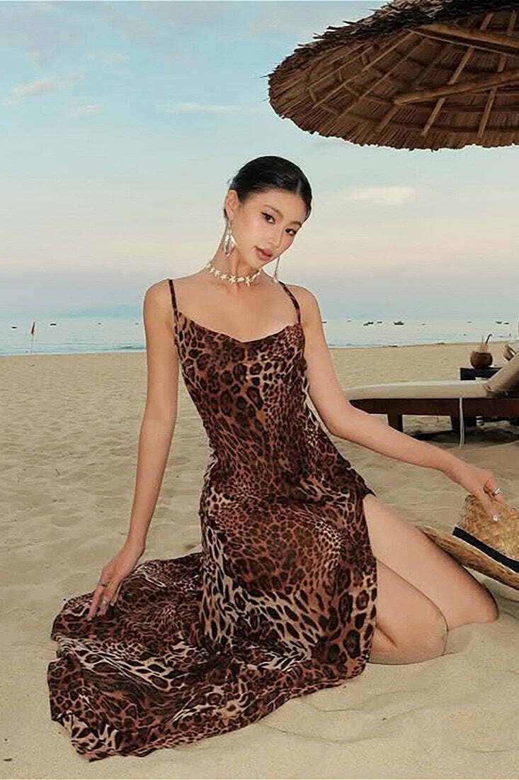 Sexy Leopard Print Backless Maxi Dress Sexy Leopard Print Backless Maxi Dress