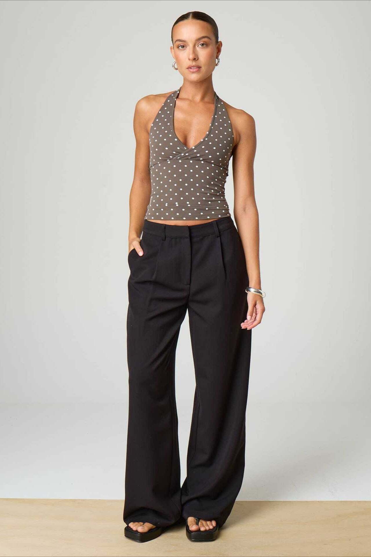 Sexy Polka Dot Plaid Slim Halter Top Sexy Polka Dot Plaid Slim Halter Top