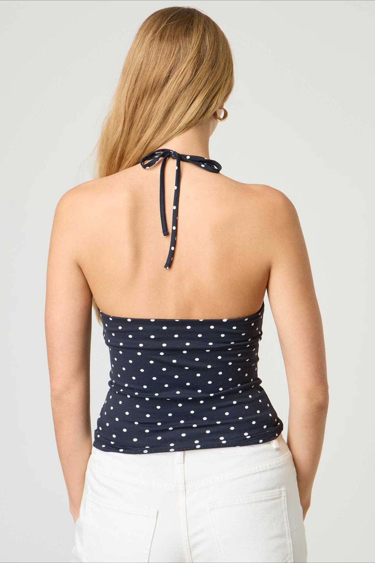 Sexy Polka Dot Plaid Slim Halter Top Sexy Polka Dot Plaid Slim Halter Top