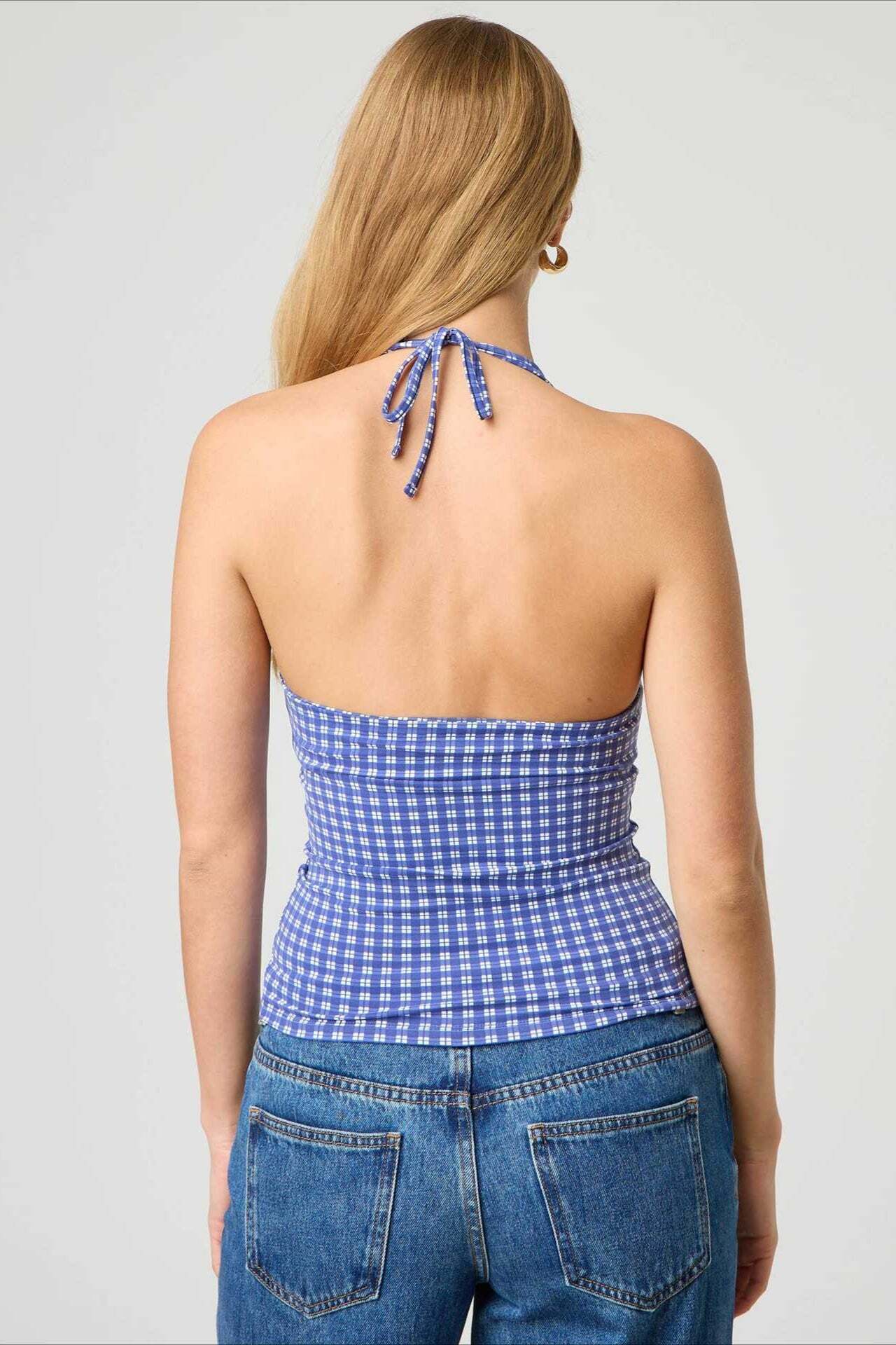 Sexy Polka Dot Plaid Slim Halter Top Sexy Polka Dot Plaid Slim Halter Top