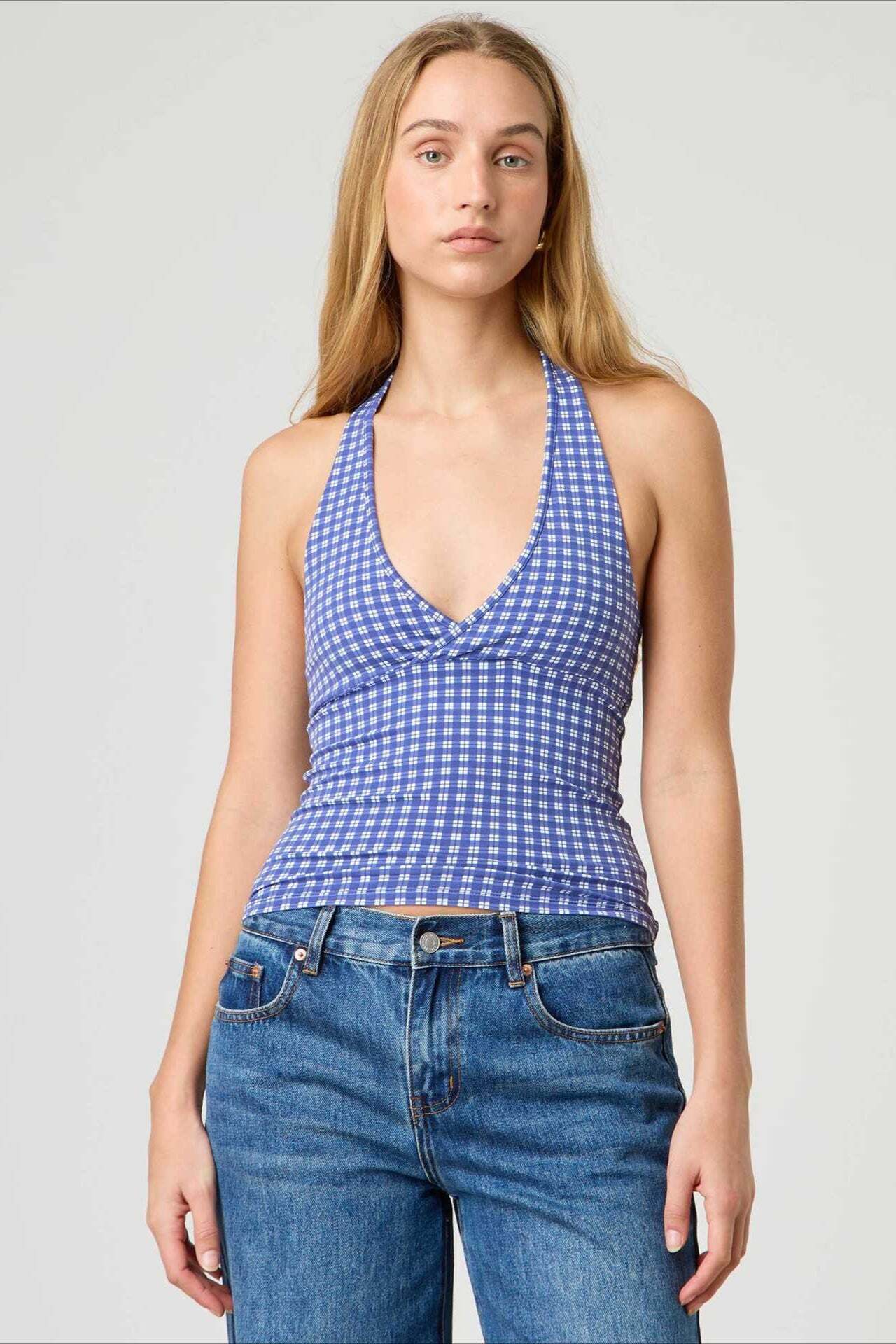 Sexy Polka Dot Plaid Slim Halter Top Sexy Polka Dot Plaid Slim Halter Top