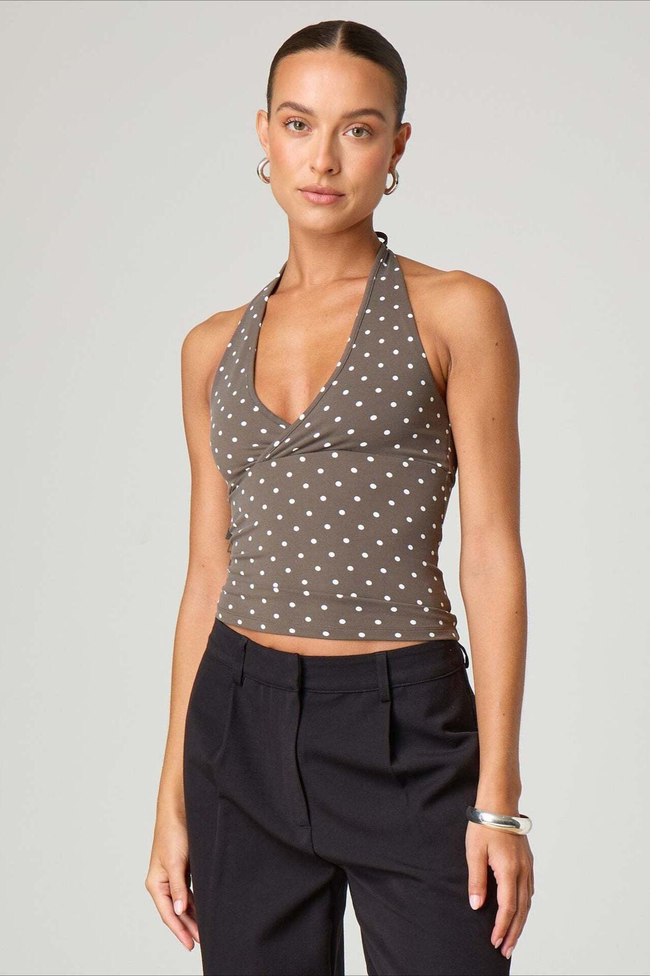 Sexy Polka Dot Plaid Slim Halter Top Sexy Polka Dot Plaid Slim Halter Top