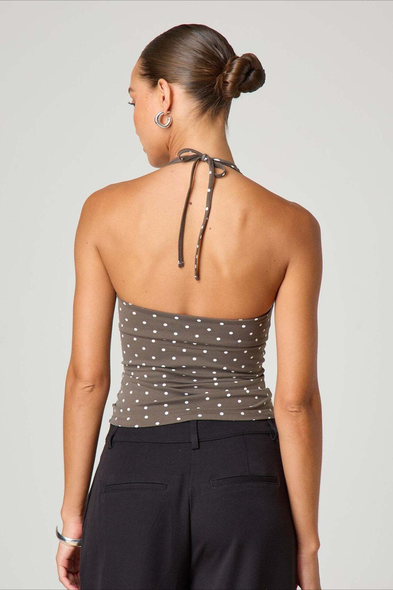 Sexy Polka Dot Plaid Slim Halter Top Sexy Polka Dot Plaid Slim Halter Top