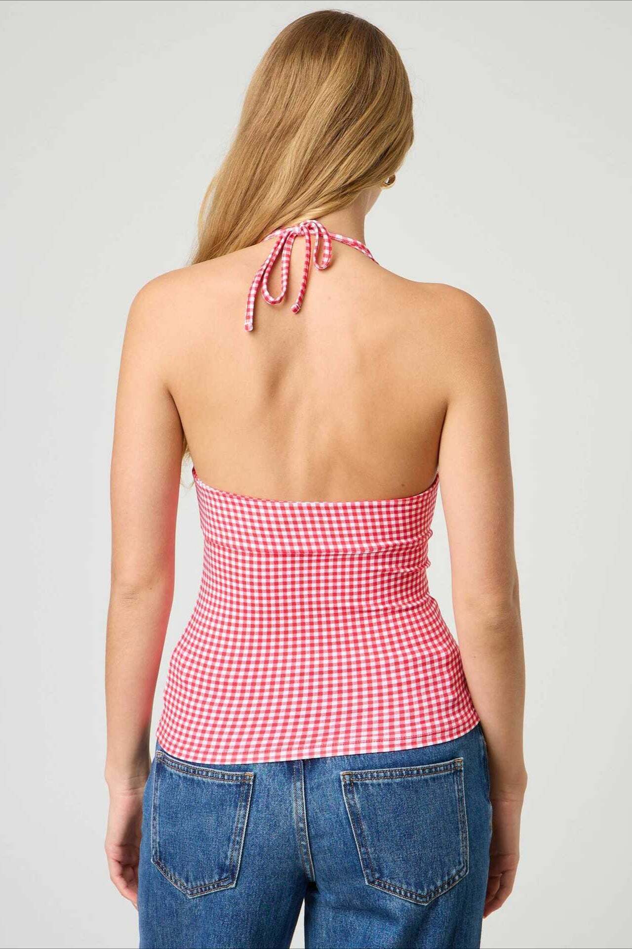 Sexy Polka Dot Plaid Slim Halter Top Sexy Polka Dot Plaid Slim Halter Top